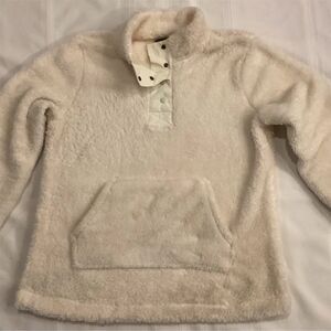 Eddie Bauer Women's White Sherpa Pullover  XL Stand Collar